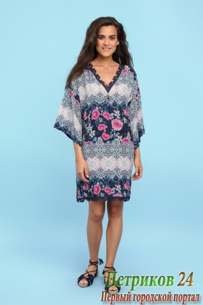 Туника женская (сине-белый, 2XL/3XL (52/54))