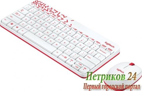 Клавиатура + мышь Logitech Wireless Combo MK240 Nano White-red 920-008212