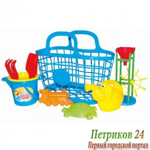 Песочный набор Zebratoys 9 элементов в корзинке 15-11097