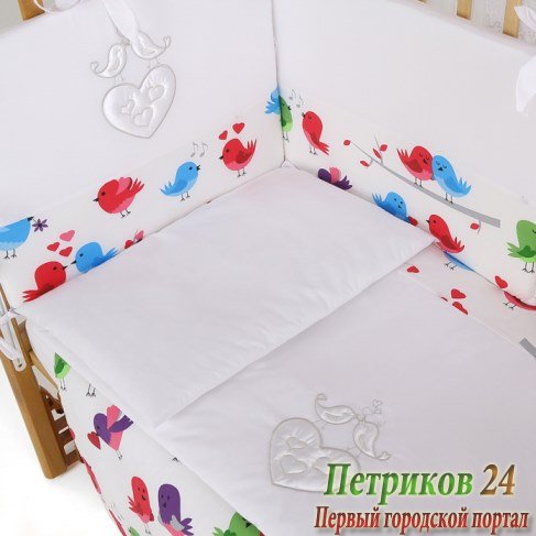 Комплект постельного белья Pituso Сердечки 6 предметов Белый P08W1
