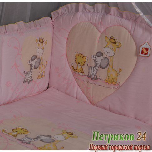 Комплект в кроватку Золотой Гусь Сафари 1216 розовый 7пр