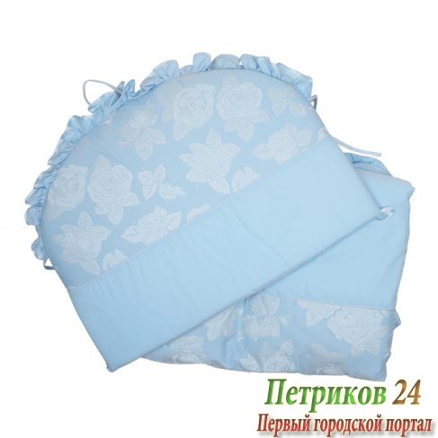 Комплект в кроватку GulSara РОЗА 6 пр. бязь голубой 77707