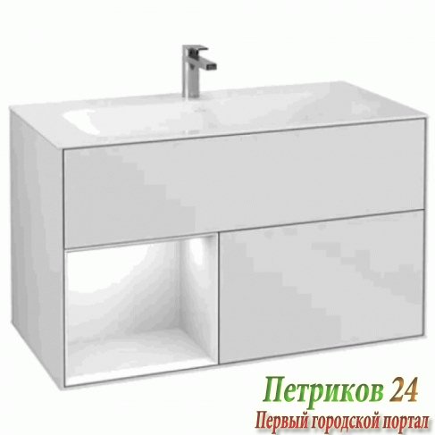 Комплект мебели Villeroy&Boch тумба FINION F030HFGF gold matt/glossy white lacquer + раковина 4164A0R1