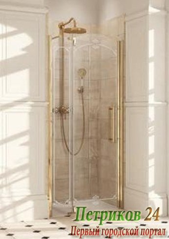 Душевая дверь с неподвижным сегментом Huppe STUDIO VICTORIAN SV0701.093.322 золото/стекло