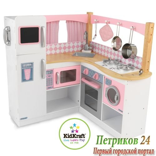 Большая детская кухня из дерева для девочек 