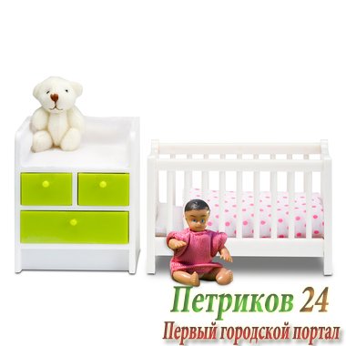 Кукольная мебель Кровать с пеленальным комодом
