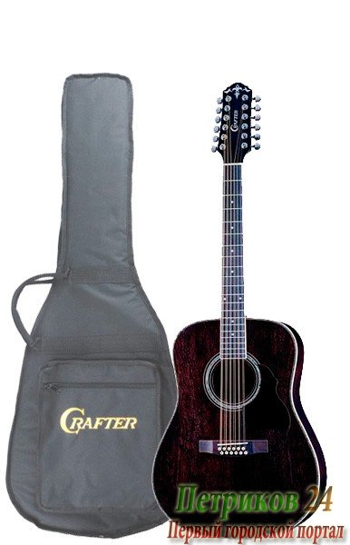 CRAFTER MD-70-12/TBK + Чехол - 12 струнная гитара - Top и корпус-бубинга, черный, с фирменным чехлом в комплекте