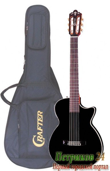 CRAFTER CT-125C/BK + Чехол - электроакустическая гитара с вырезом, натурал, нейлон, с фирменным чехлом в комплекте