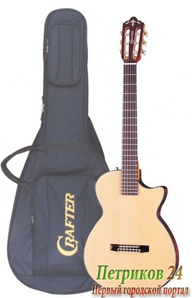 CRAFTER CT-125C/N + Чехол - электроакустическая гитара с вырезом, натурал, нейлон, с фирменным чехлом в комплекте