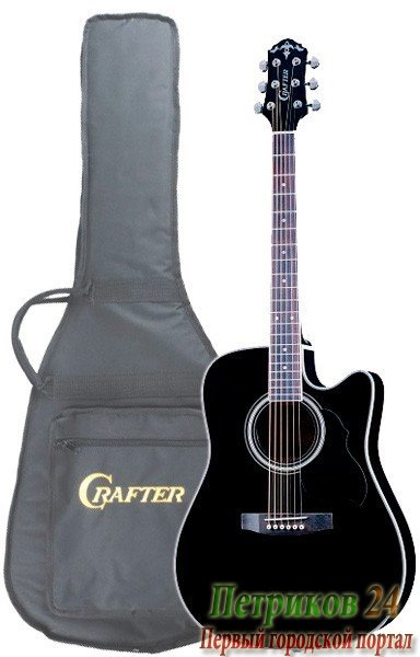 CRAFTER ED-75 CEQ/BK + Чехол - электроакустическая гитара- Top-ель, EQ-Timber PLUS, черный, корпус - кр. дерево, фирменный чехол в комплекте