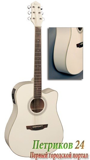 FLIGHT AD-200 CEQ WH - электроакустическая гитара с вырезом, цвет белый, скос под правую руку
