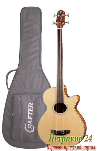 CRAFTER BA 400EQ/FL/N + Чехол - бас гитара акустическая, безладовая, натурал, с фирменным чехлом в комплекте