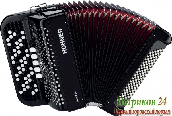 HOHNER Nova III 96 (A4272) black - кнопочный аккордеон 7/8, трехголосный, в правой клавиатуре - 72 кнопки, 5 регистров, в левой клавиатуре - 96 басов,