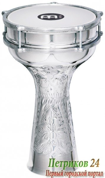 MEINL HE-114 - дарбука, алюминий, 8” x 14 1/2”, ручная ковка рисунка, настроечный ключ в комплекте