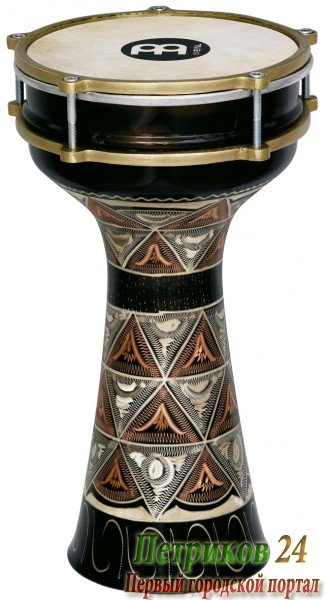 MEINL HE-204 - дарбука, медь, 7 1/2” x 14 3/4”, натур. мембрана, ручная цветная гравировка, в комплекте: настроечный ключ, запасная мембрана, чехол
