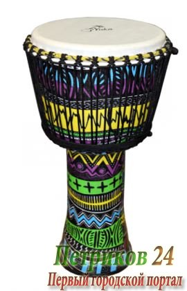 YUKA DJPC012-24 - джембе, веревочная настройка, размер: 12"(30см)-24"(60см), мембрана и корпус: пластик. Декорирован в карибском стиле