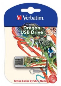 Флеш Диск Verbatim 16Gb Mini Tattoo Dragon 49888