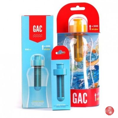 Бутылка c фильтром с картриджем GAC для очистки воды (0,5 л) + запасной катридж