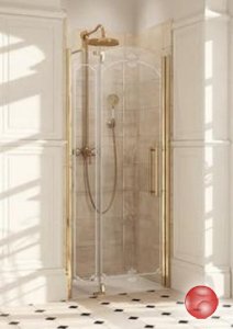 Душевая дверь с неподвижным сегментом Huppe STUDIO VICTORIAN SV0701.093.322 золото/стекло