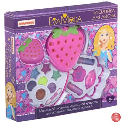 Набор детской декорат. косметики Bondibon Eva Moda, BOX 25х23х4,7 см, косметичка-ягодка 2-уровневая ...