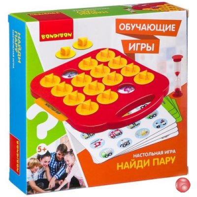 Обучающие игры Bondibon Настольная игра «НАЙДИ ПАРУ», BOX 21x5.6x21 см