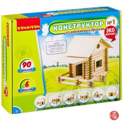 Конструкторы Bondibon Конструктор из деревянных брусьев №1, BOX 26x7x21 см