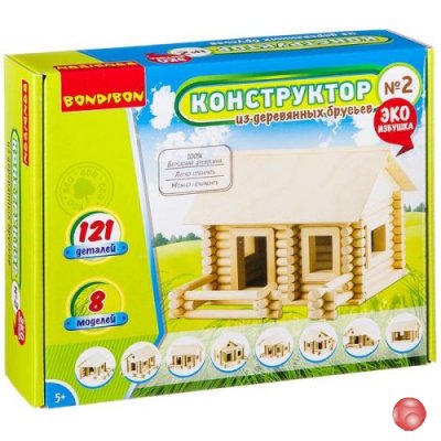 Конструкторы Bondibon Конструктор из деревянных брусьев №2, BOX 26x7x21 см