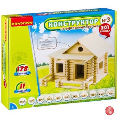 Конструкторы Bondibon Конструктор из деревянных брусьев №3, BOX 35x7x30 см